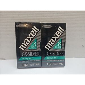 Maxell T-120 VHS GX-Silver 6 Hour High Quality Video Tapes 2 Pack
